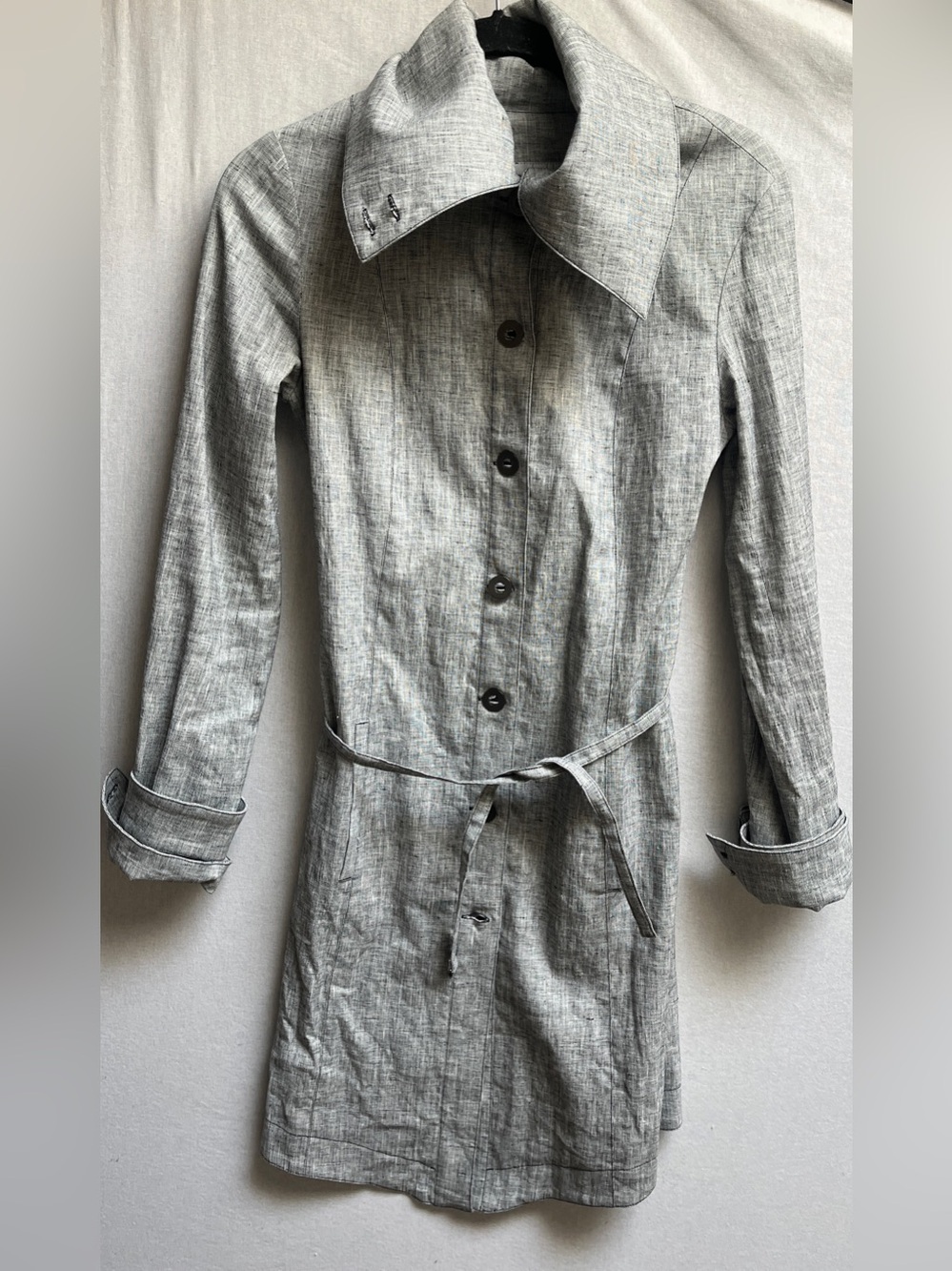 Obakki Linen Blend Belted Trench Jacket Sz 00 - 18 PTP